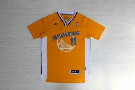 Maillot De Basket Golden State Warriors Thompsons 11 Manches Courtes Tissus Sportif Fans Edition Jaune